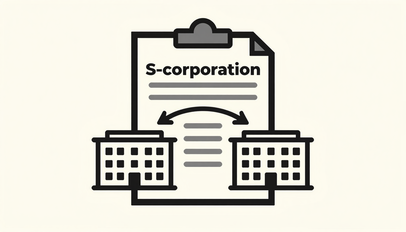 Editorial illustration of IRS Form 2553 S-corp election