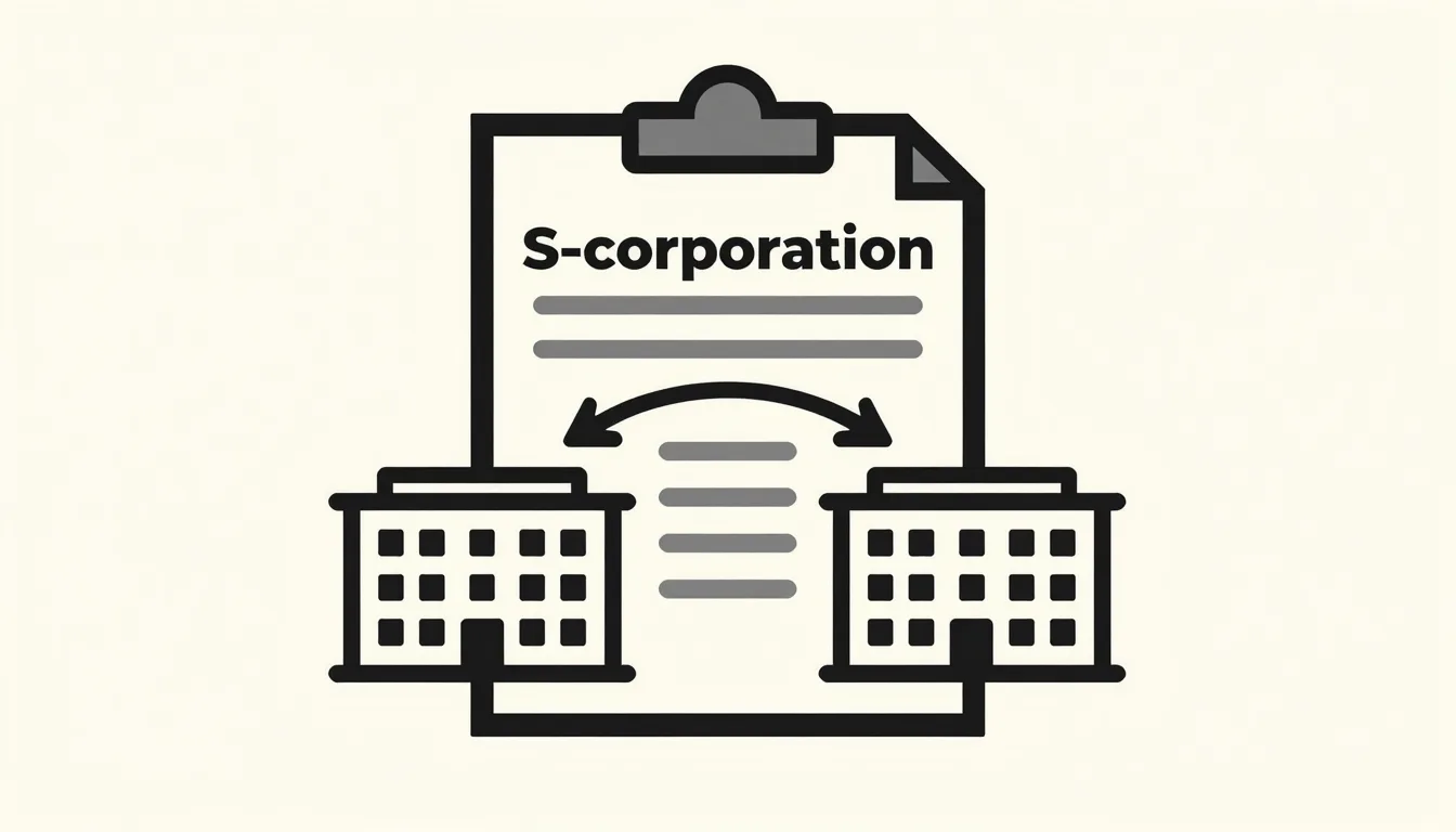 Editorial illustration of IRS Form 2553 S-corp election
