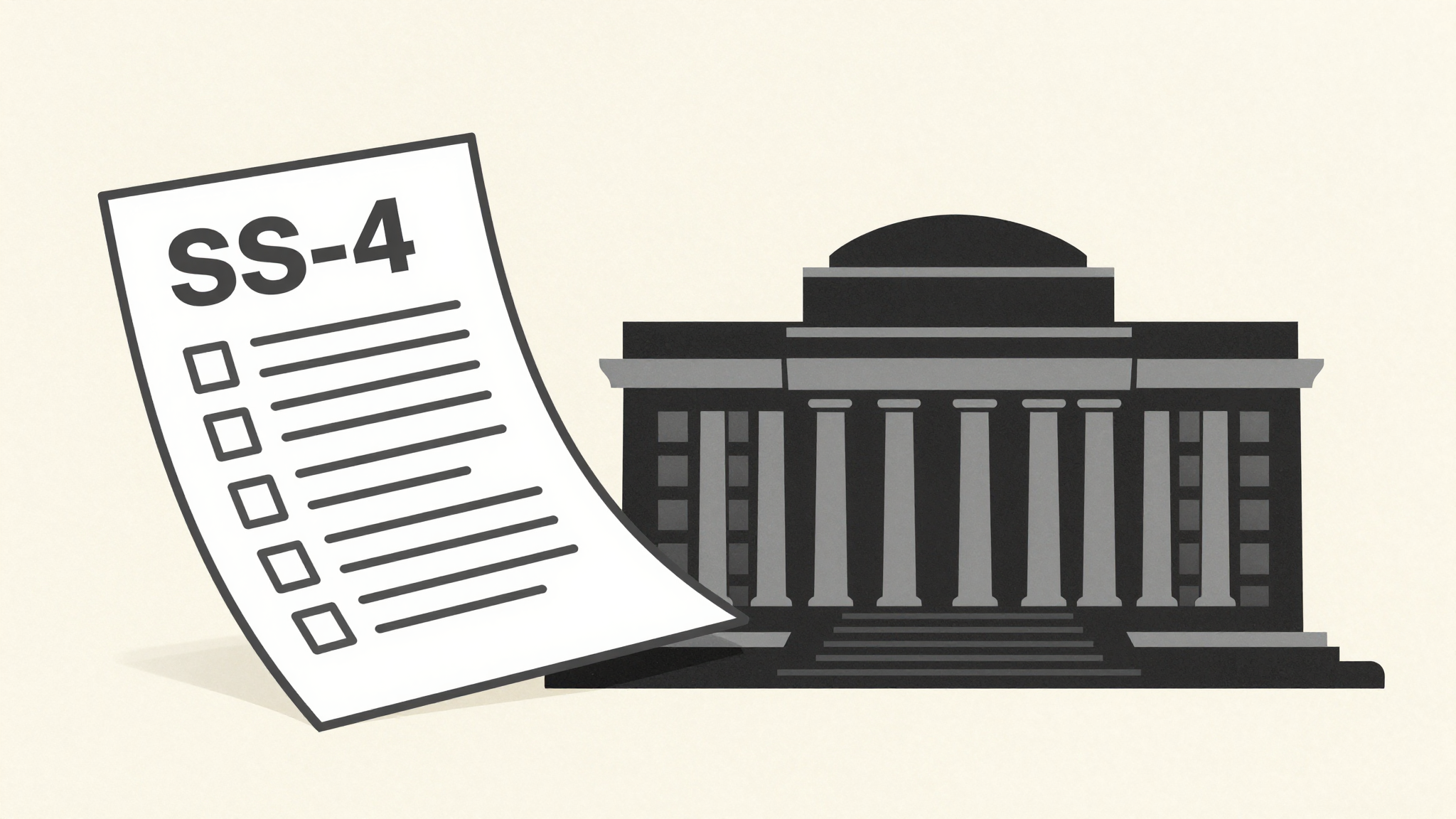 Editorial illustration of IRS Form SS-4 EIN application